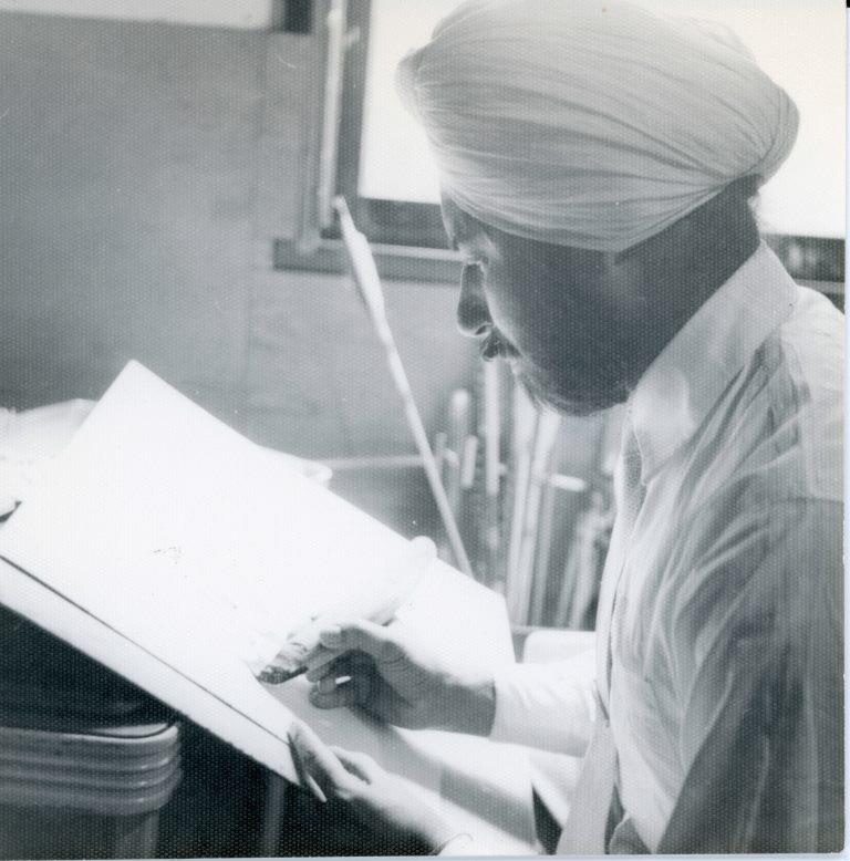 Hari Singh Everest at Desk, CA, Circa 1950s. Courtesy of the Everest Family.