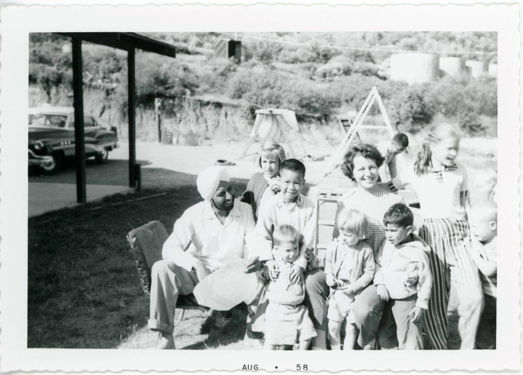 Hari Singh Everest with A Woman and Children, CA, August 1958. Courtesy of the Everest Family.