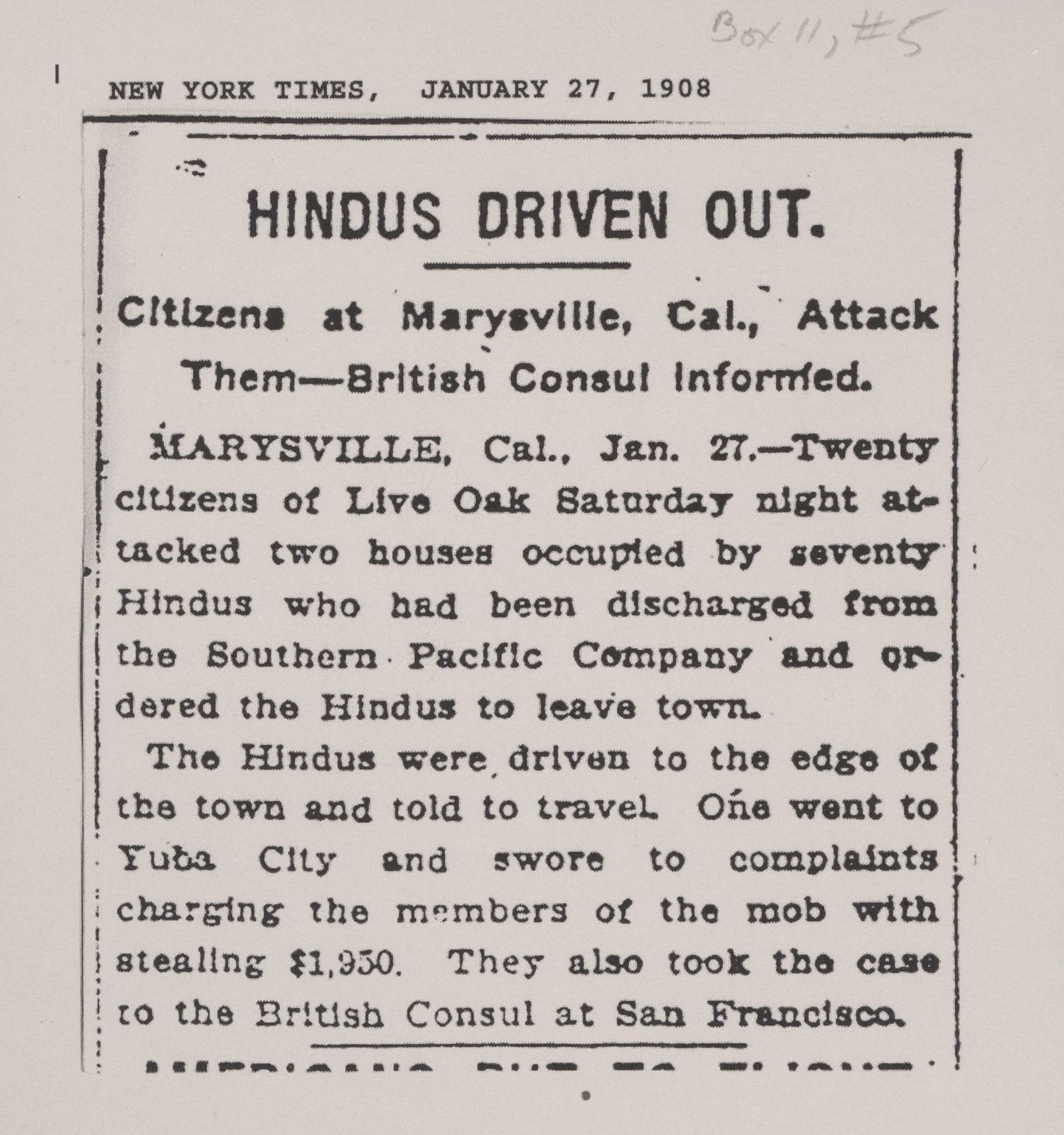 "Hindus Driven Out"