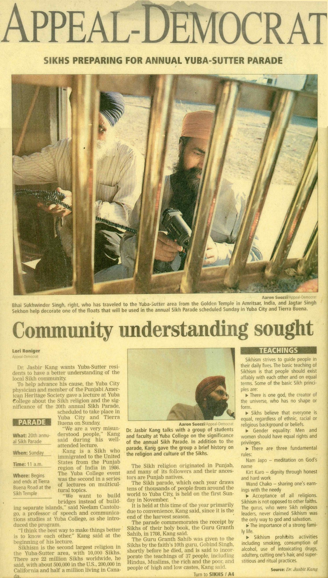 "Community Understanding Sought," Appeal Democrat, November 5, 1999.
