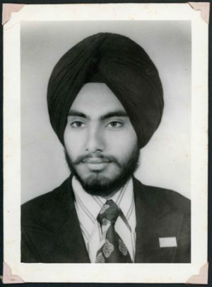 Jasbir Singh Kang Portrait, Pre-Medical Government Mahindra College, Patiala, Punjab, 1980.  Courtesy of the Kang Family.