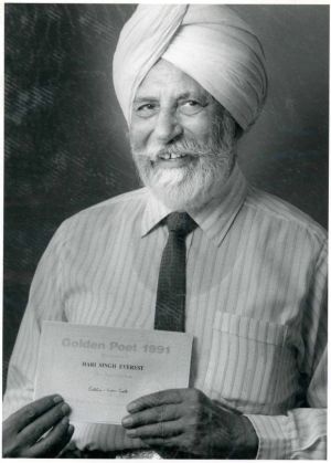 Hari Singh Everest Wins the Golden Poet Award, 1991.  Courtesy of the Everest Family.
