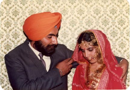 Jasbir Singh Kang and Sukhjit Kaur Wedding Photo, Punjab, 1986. Courtesy of the Kang Family.