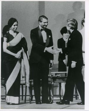 Japan Prize Ceremony, 1987.  Courtesy of the Khush Family.