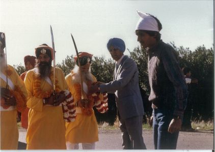 Blessing by Placing Garlands On the Five Blessed Ones, Sikh Parade, Yuba City, 1984.