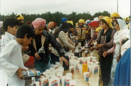 Tumber Family's Seva and Offerings of Refreshments on Butte House Road, Sikh Parade, Early 1980s, Yuba City.