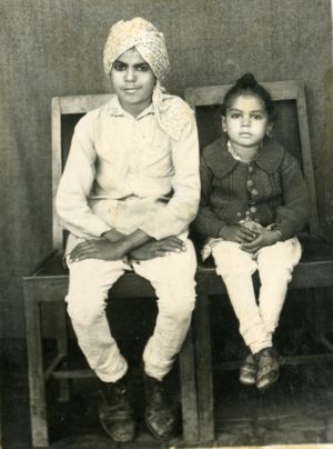 Didar Singh Bains as a Child With His Brother Jaswant, Punjab.  Courtesy of the Bains Family and the Punjabi American Heritage Society.
