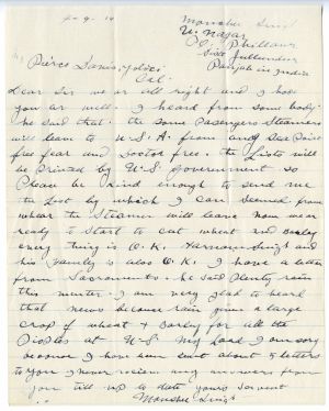 A Rare Letter From a Punjabi Pioneer From Monshu Singh to George Pierce Jr. From Nagar, Punjab, India, 1914. The Letter Was Likely Penned by an Educated Person. Pierce Family Papers, Special Collections, University of California, Davis Library.