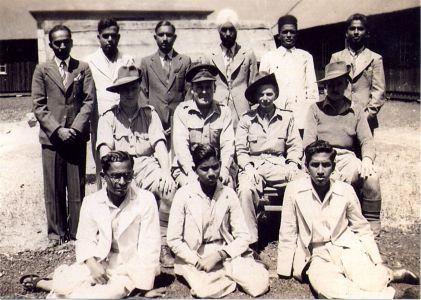 Mehar Singh Tumber, Middle, Back Row, British Army Office, Nairobi, Kenya, 1940s