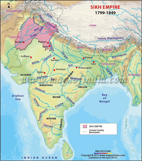 Sikh Empire Map, 1799-1849