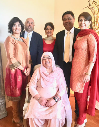 Harbhajan with her children (left to right); Sukhjinder (Ginger) Purewal, Munjit Purewal, Sharon Singh, Sukhdev Purewal and Sukhbinder (Suky) Singh, Yuba City, April 10, 2016.