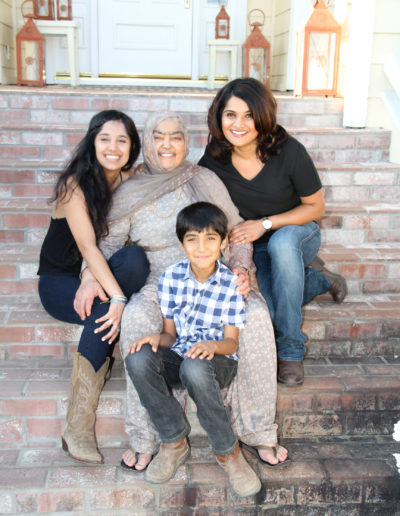 Harbhajan with her grandchildren Rumyn (left), Sathi (right), and Nevin (below), Yuba City, 2015.