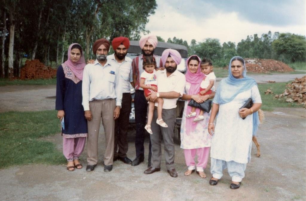 017 Family Photo—Nine Family Members (JSK in Red Turban and White Shirt), Patiala, Punjab_